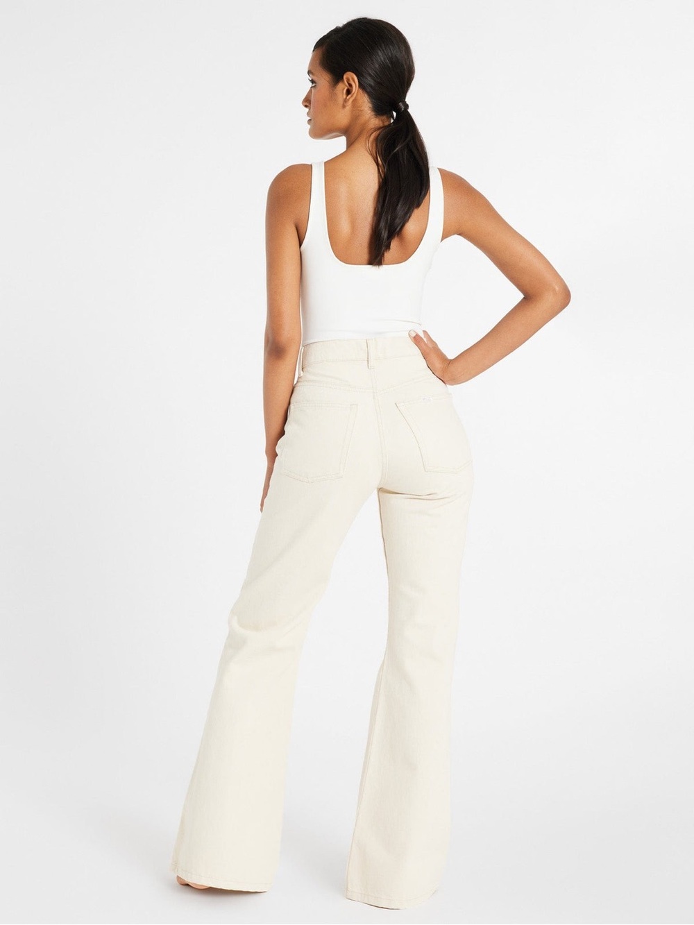 ASHTON HIGH RISE WIDE LEG FLARE JEAN IN SAND